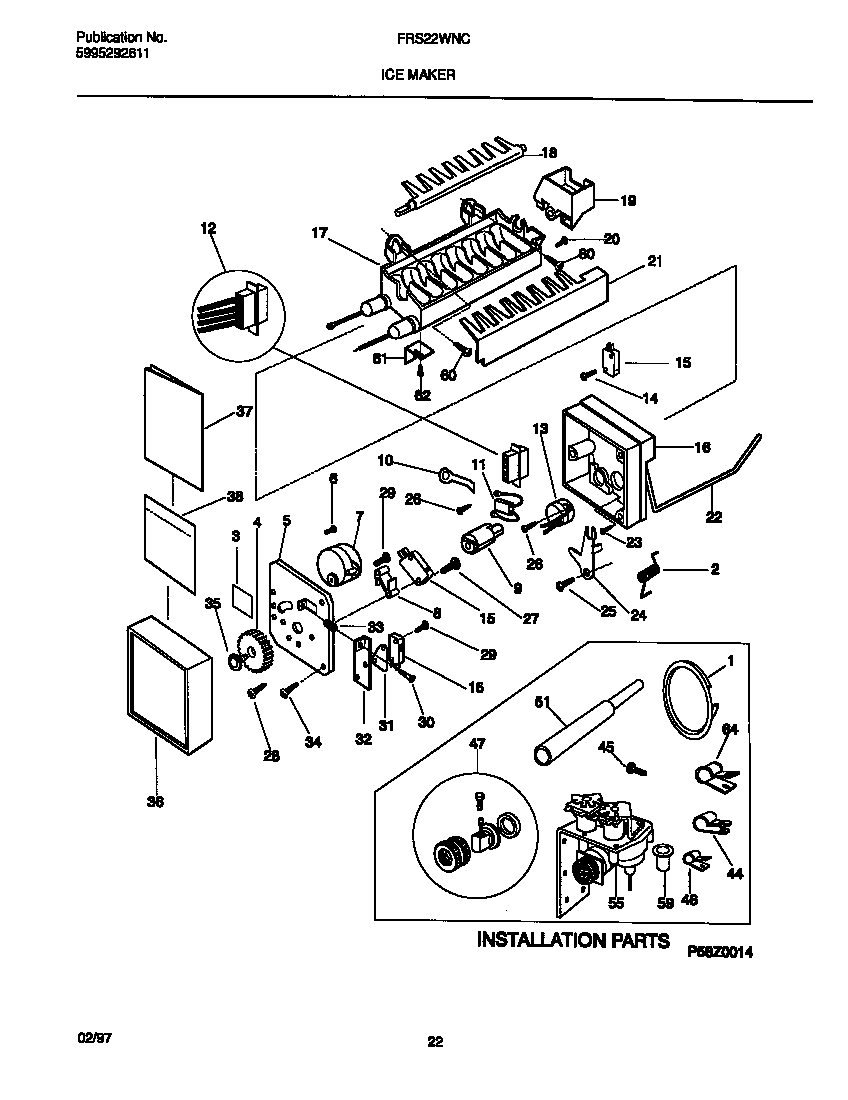Frigidaire FRS22WNCW5 ice maker diagram