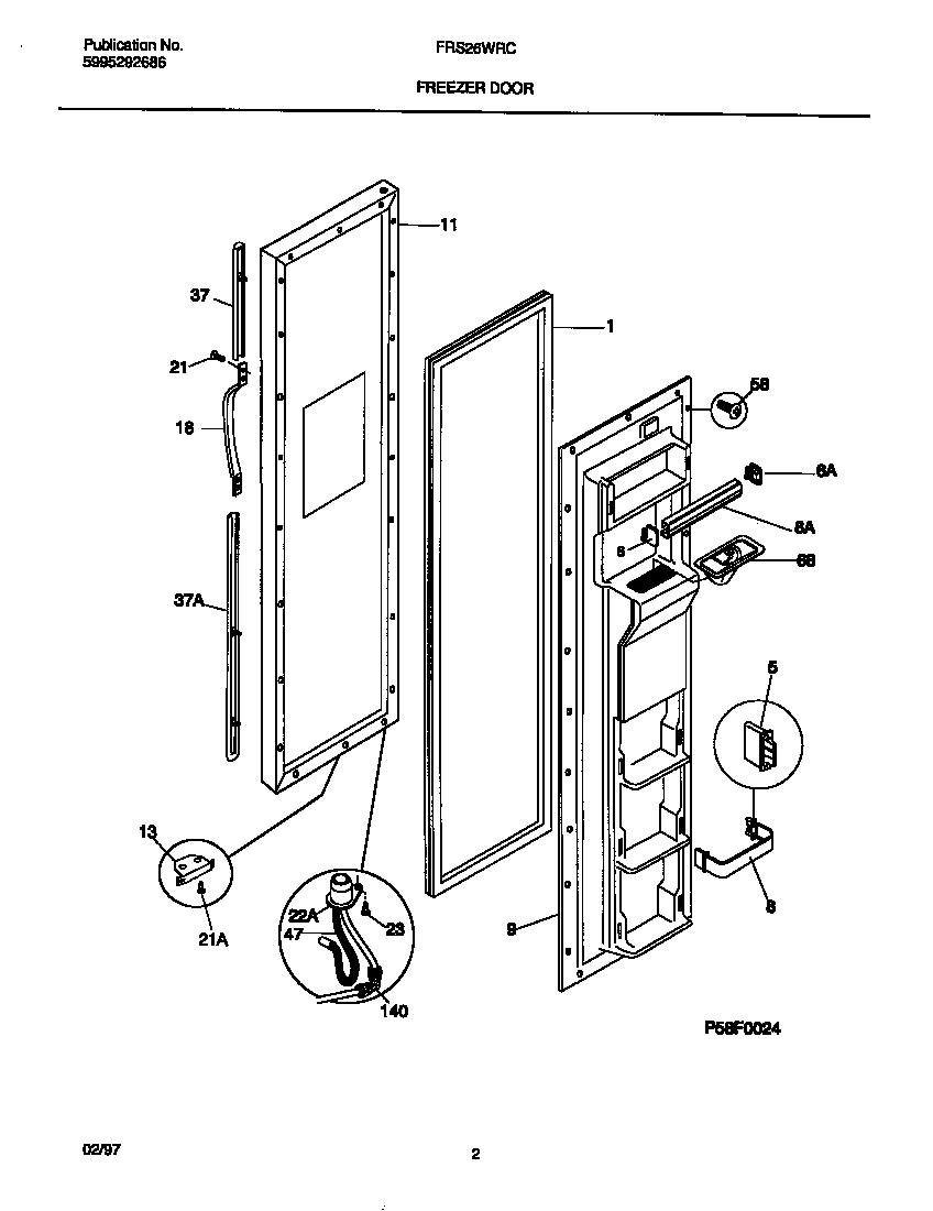 Frigidaire FRS26WRCD6 freezer door diagram