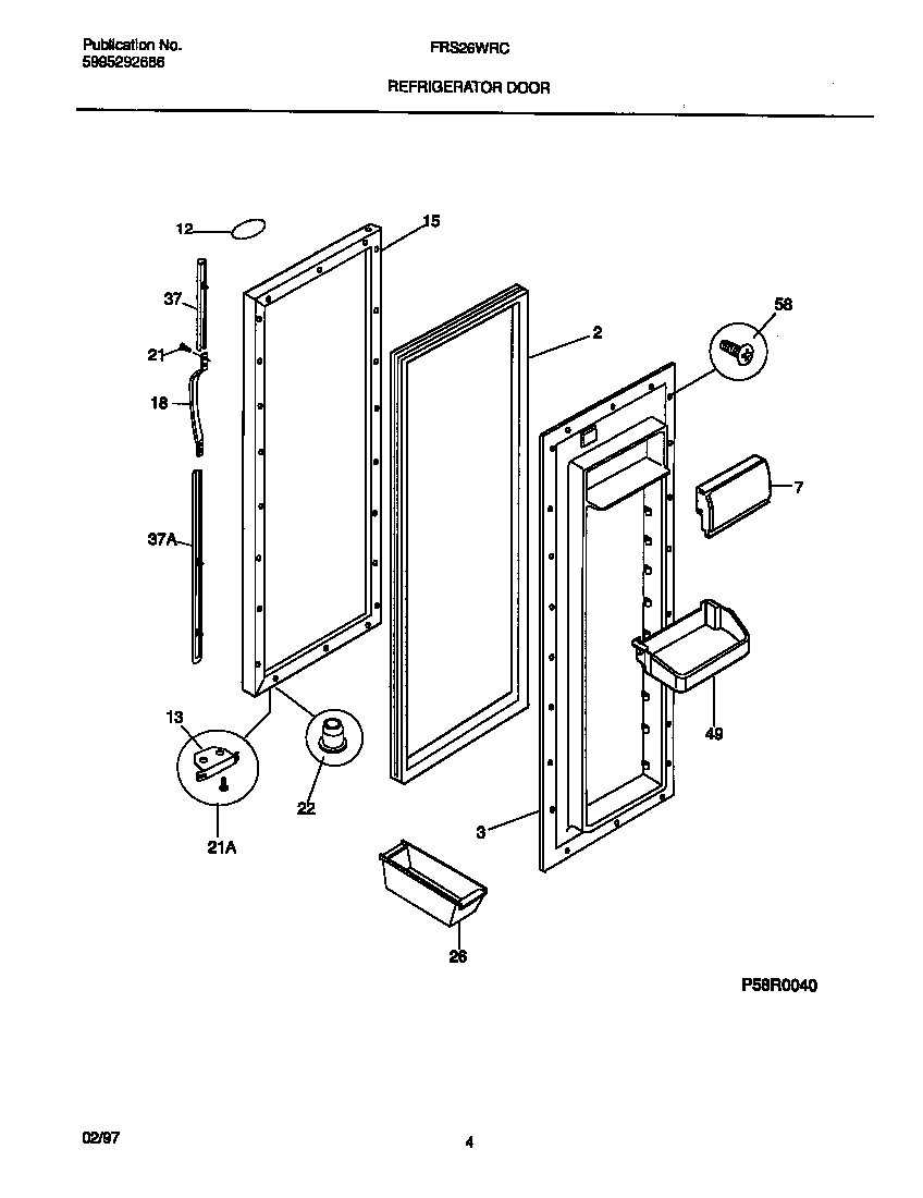 Frigidaire FRS26WRCD6 refrigerator door diagram