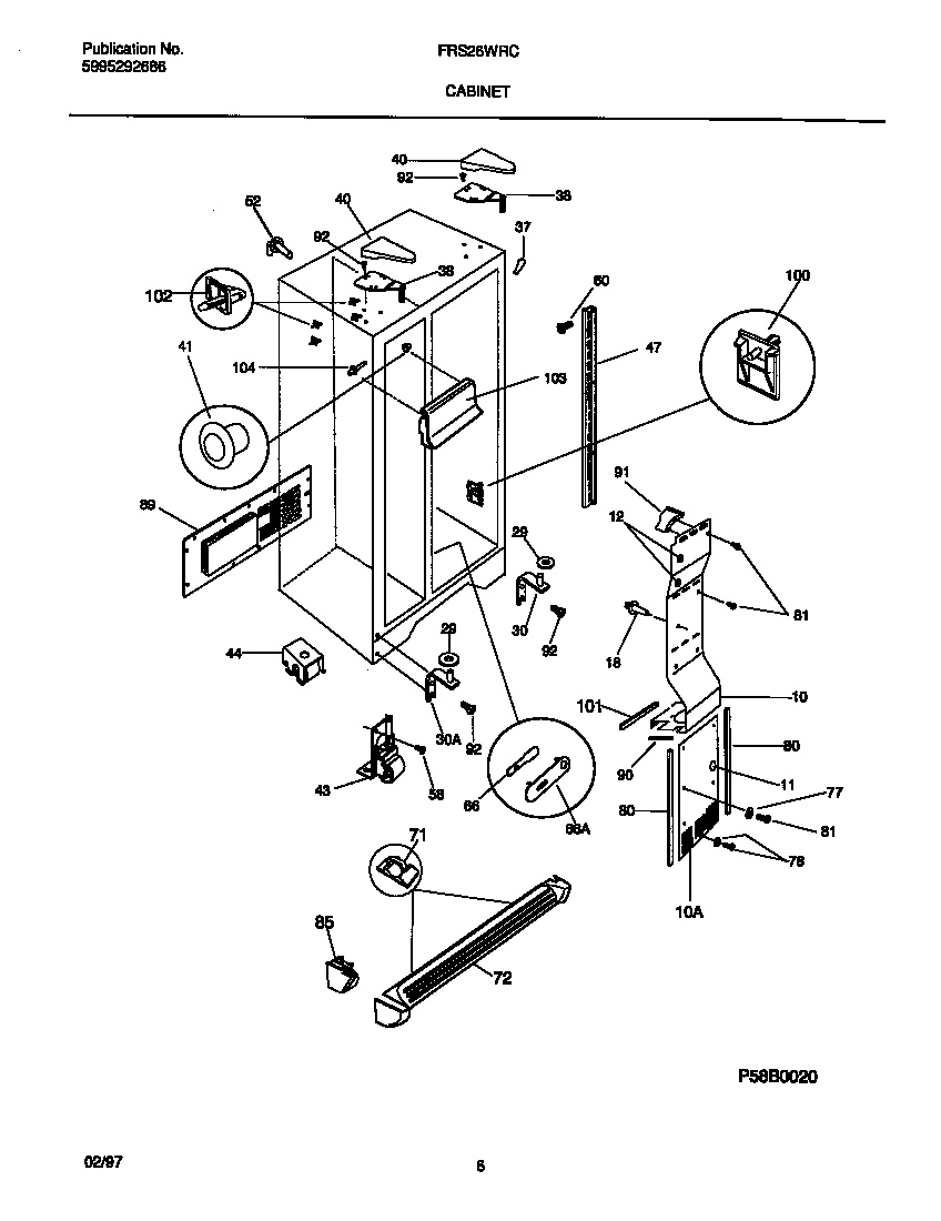 Frigidaire FRS26WRCD6 cabinet diagram