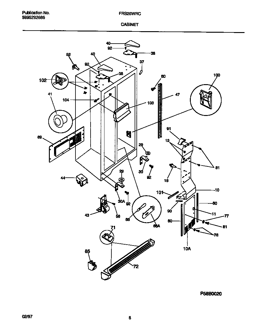Frigidaire FRS26WRCD6 cabinet diagram
