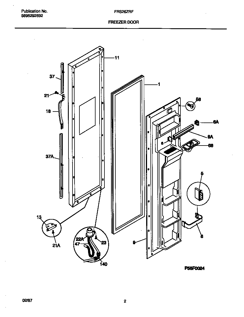 Frigidaire FRS26ZRFW1 freezer door diagram