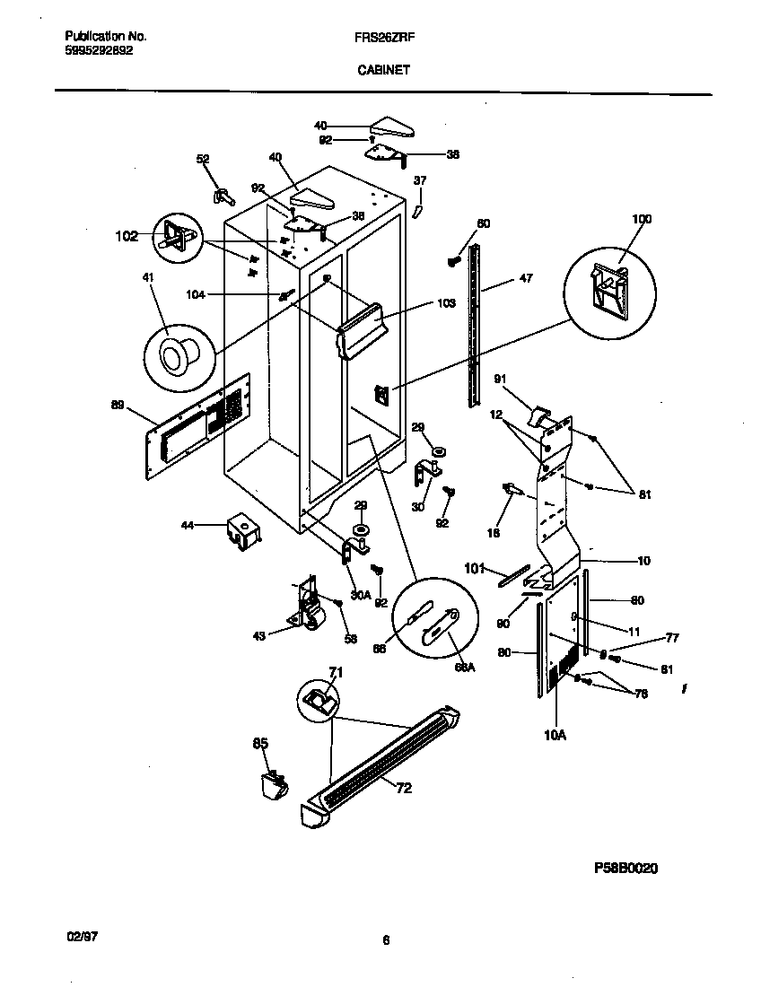 Frigidaire FRS26ZRFW1 cabinet diagram