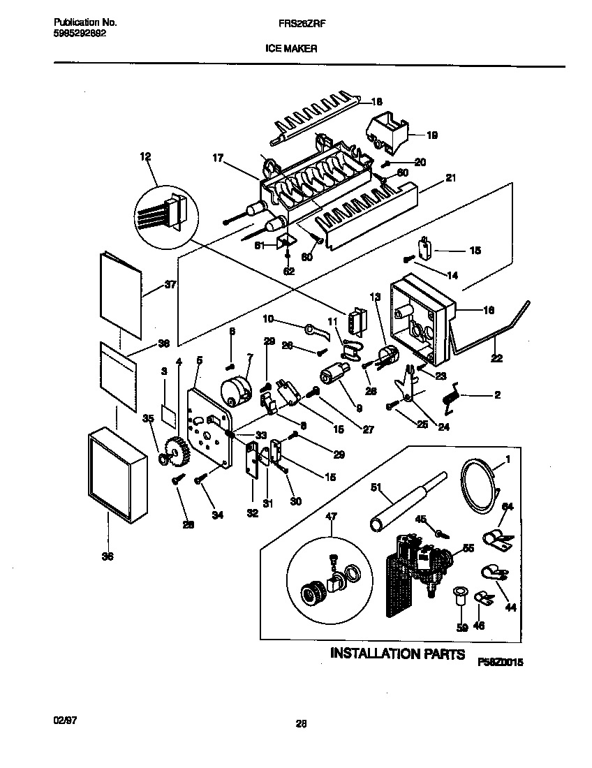 Frigidaire FRS26ZRFW1 ice maker diagram