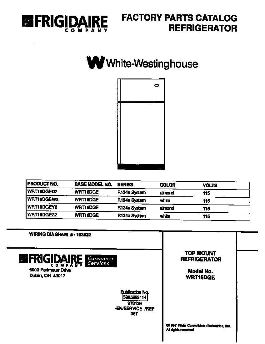 White-Westinghouse WRT16DGED2 cover diagram