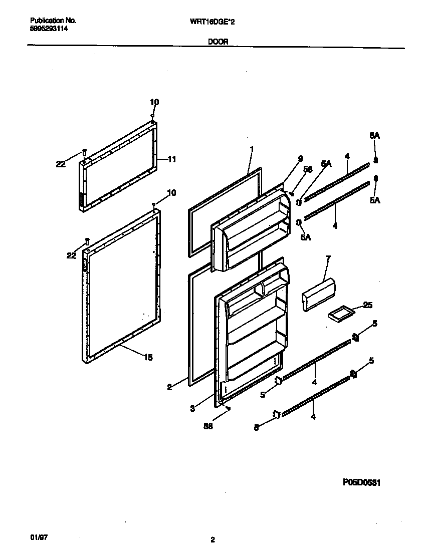 White-Westinghouse WRT16DGED2 door diagram