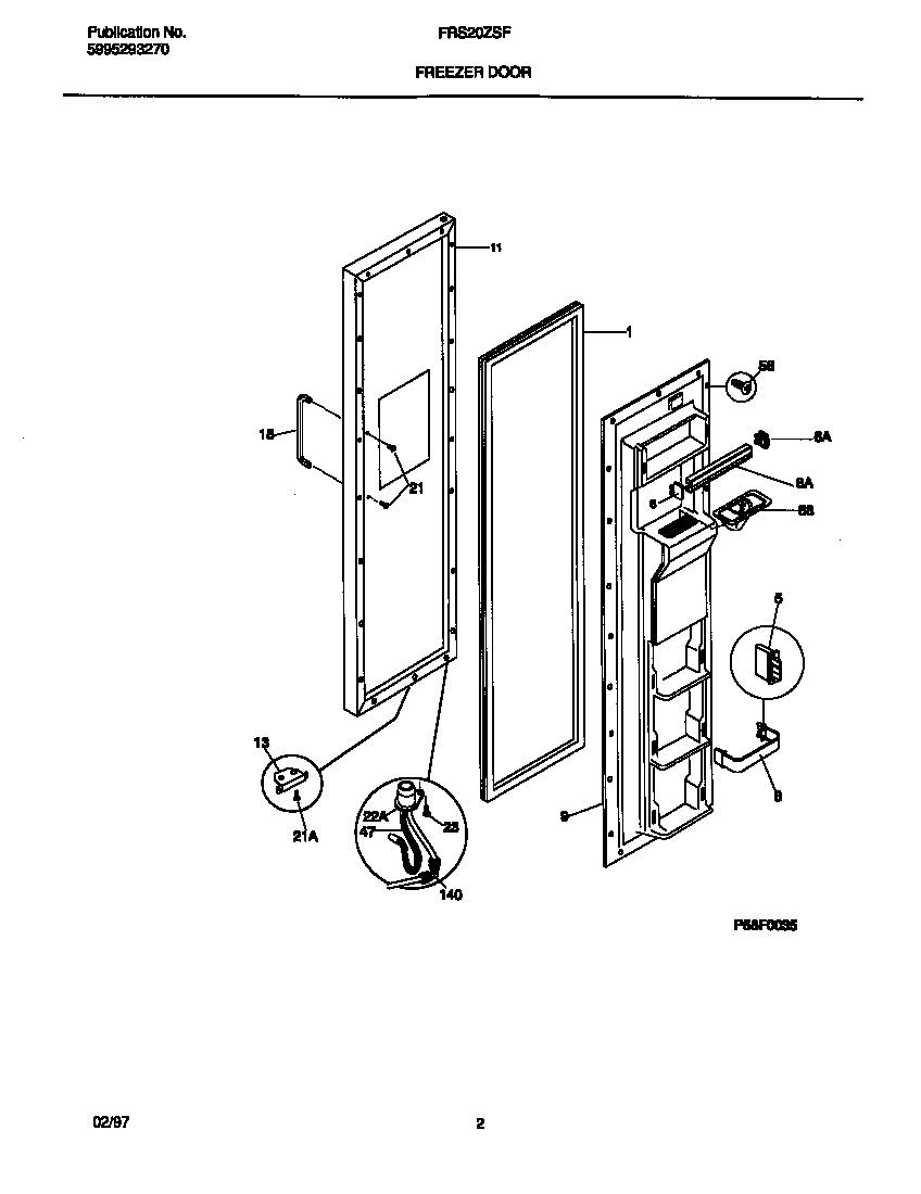 Frigidaire FRS20ZSFB0 freezer door diagram