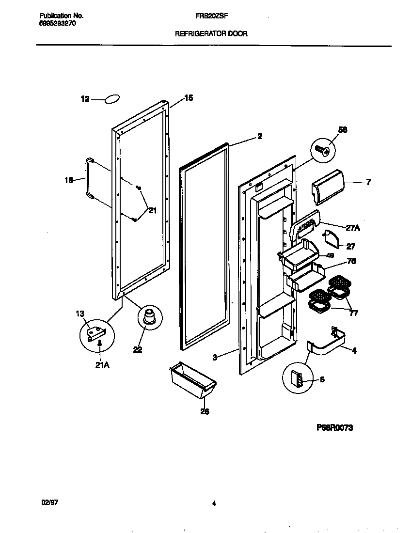 Frigidaire FRS20ZSFB0 refrigerator door diagram