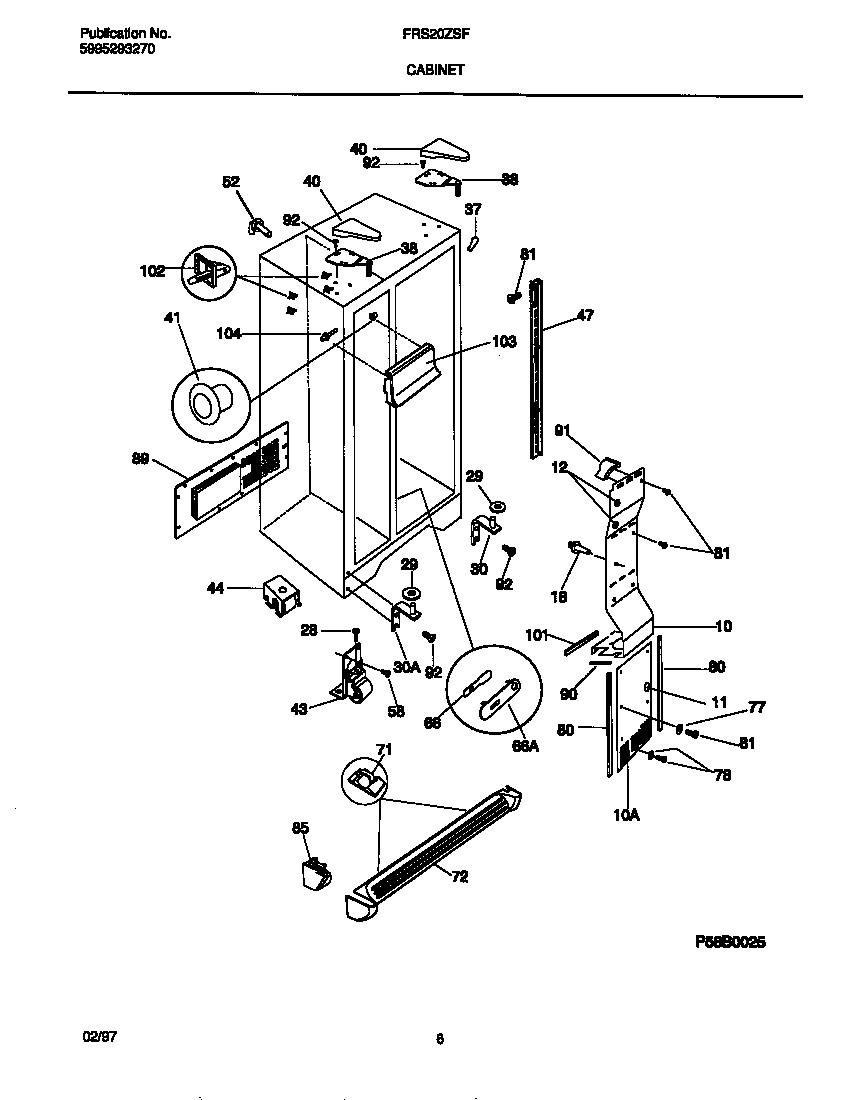 Frigidaire FRS20ZSFB0 cabinet diagram