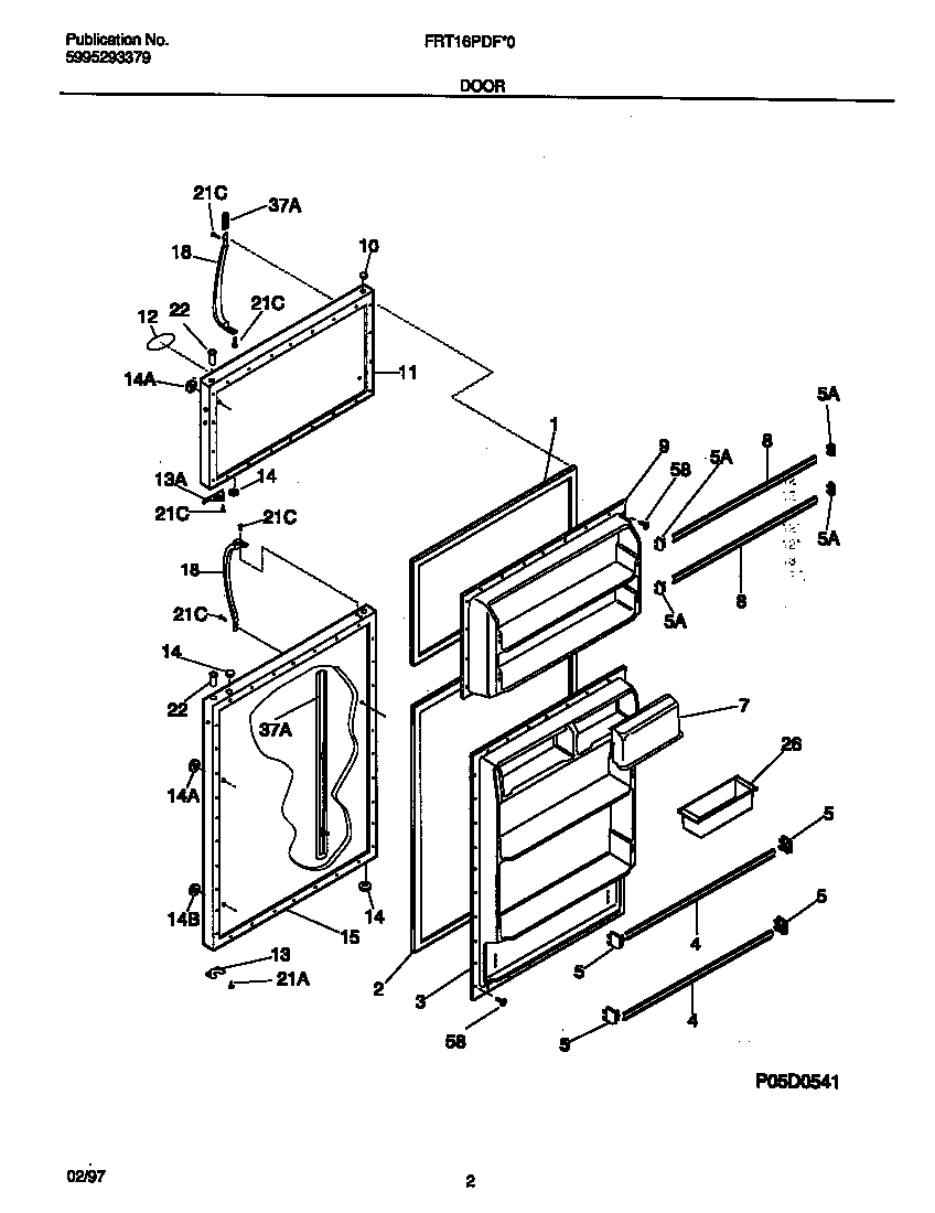 Frigidaire FRT16PDFW0 door diagram