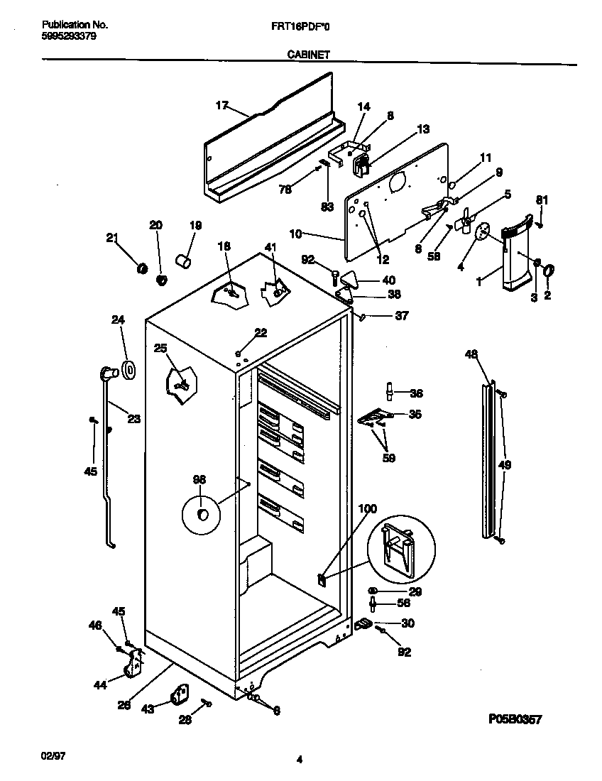 Frigidaire FRT16PDFW0 cabinet diagram