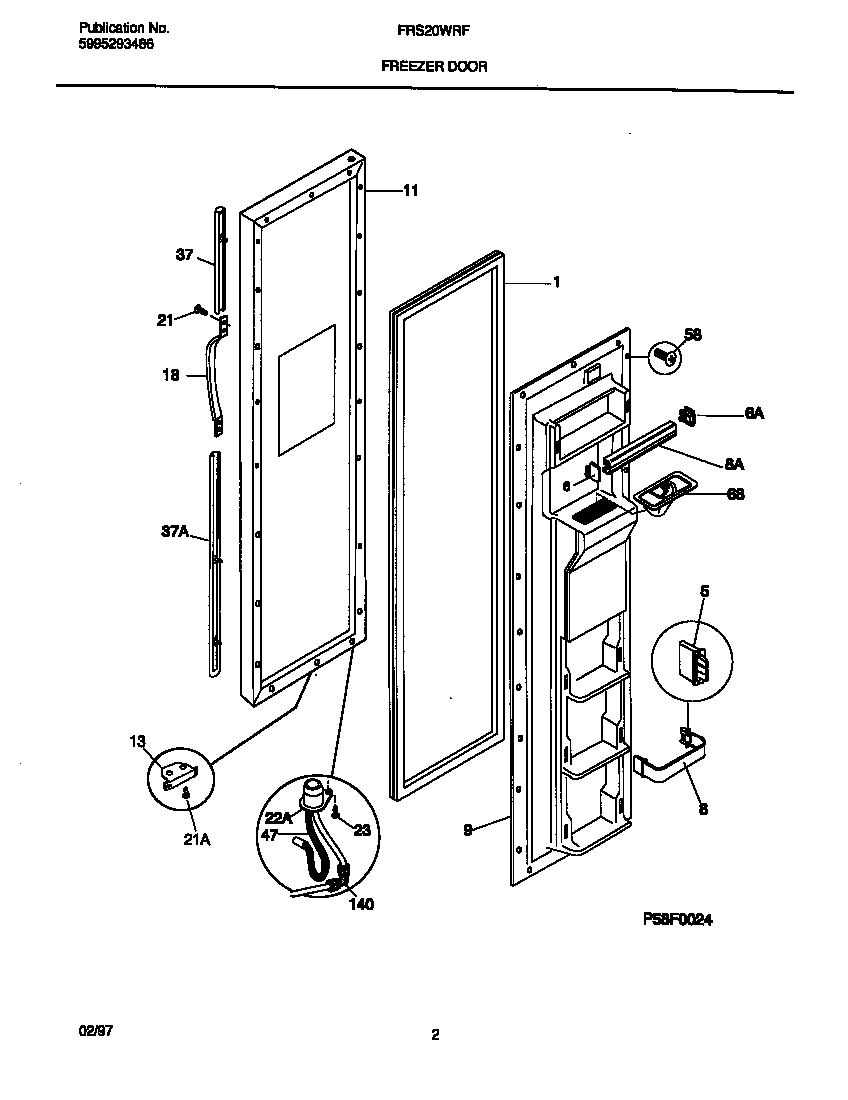 Frigidaire FRS20WRFD0 freezer door diagram