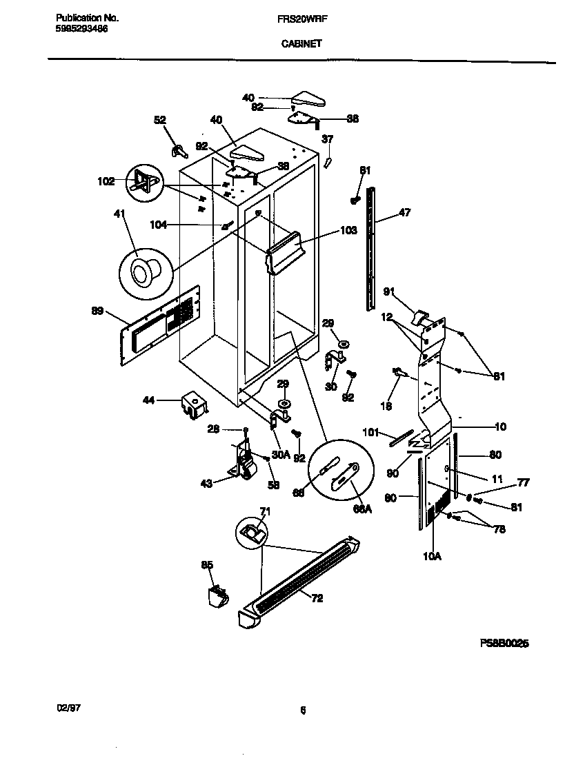Frigidaire FRS20WRFD0 cabinet diagram