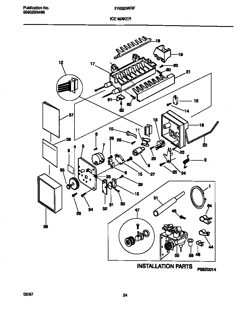 Frigidaire FRS20WRFD0 ice maker diagram