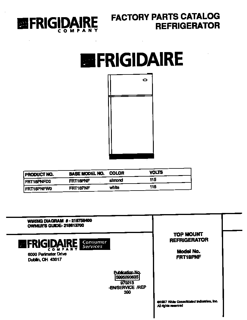 Frigidaire FRT18PNFD0 cover diagram
