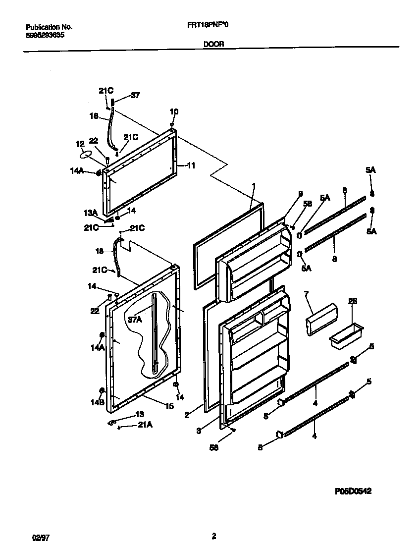 Frigidaire FRT18PNFD0 door diagram