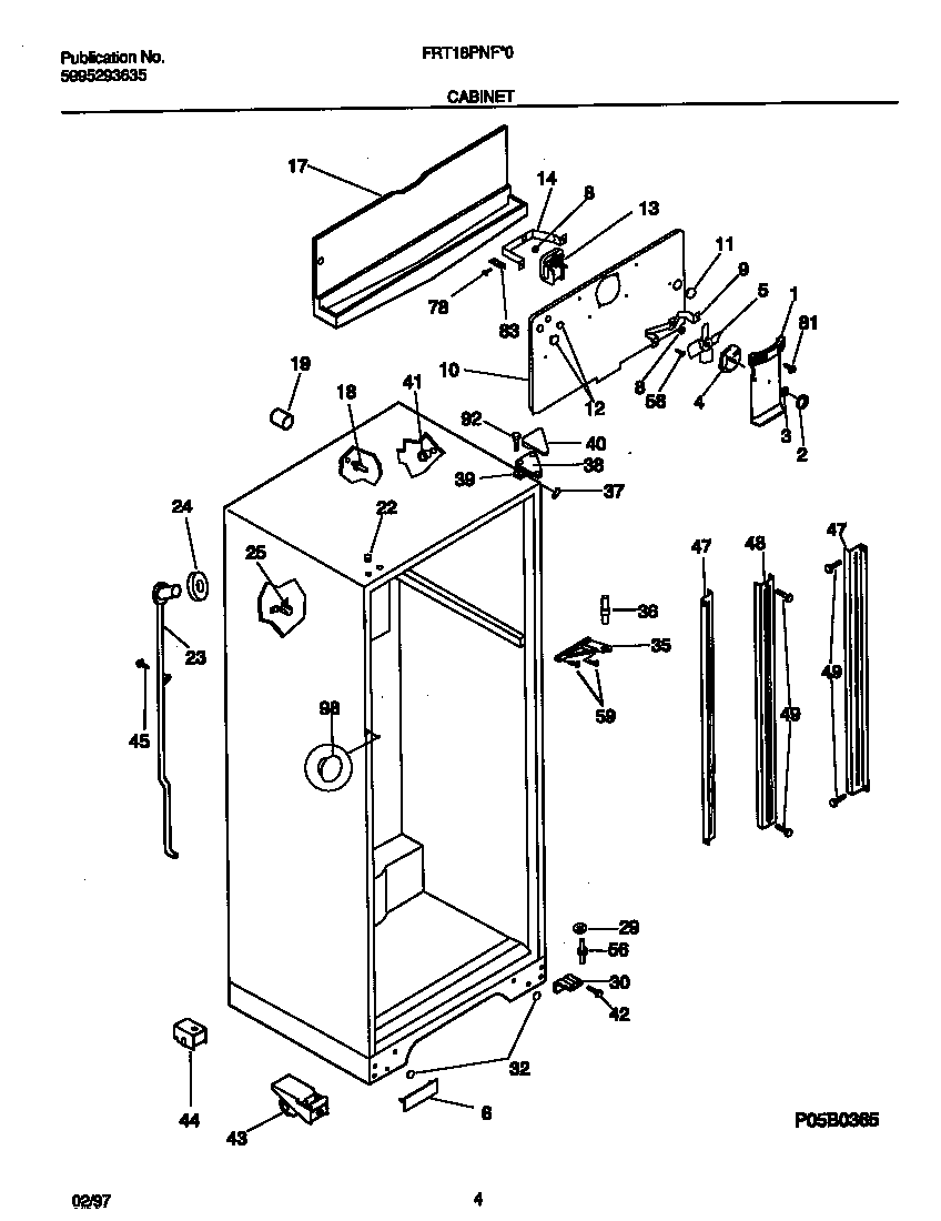 Frigidaire FRT18PNFD0 cabinet diagram