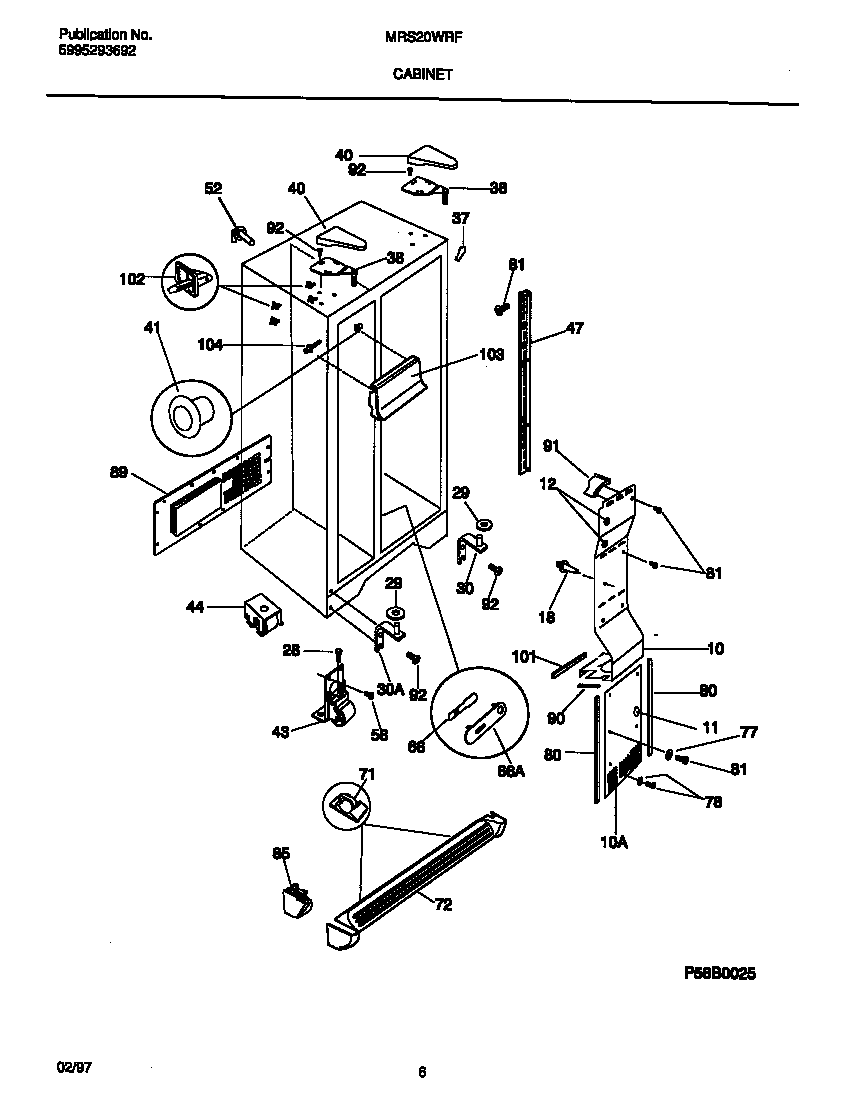 Universal/Multiflex (Frigidaire) MRS20WRFD0 cabinet diagram