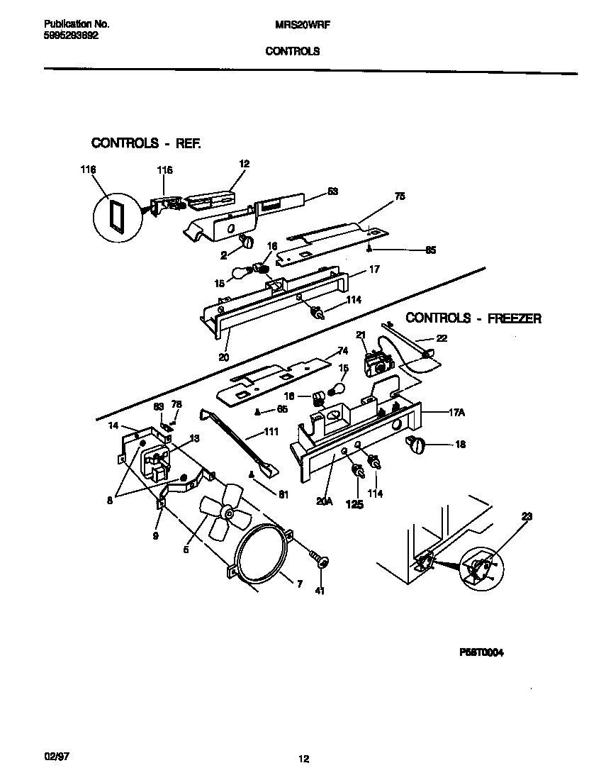 Universal/Multiflex (Frigidaire) MRS20WRFD0 controls diagram