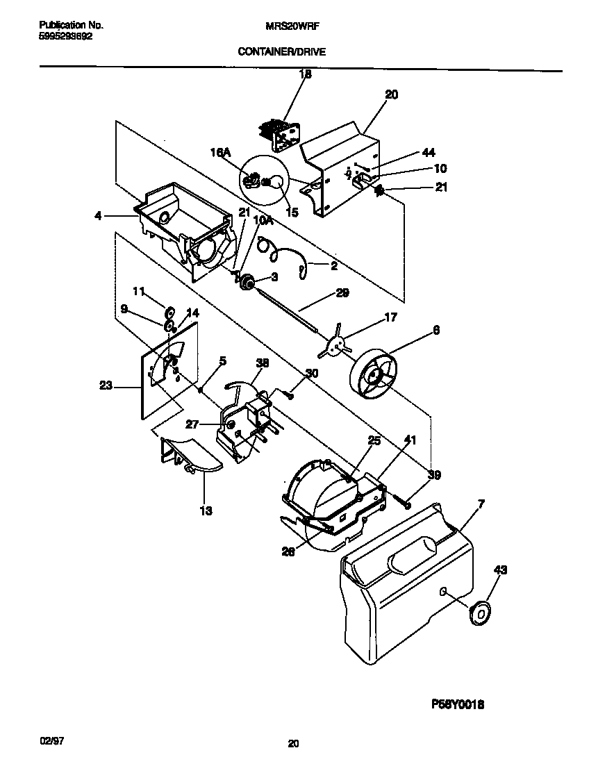 Universal/Multiflex (Frigidaire) MRS20WRFD0 container/drive diagram