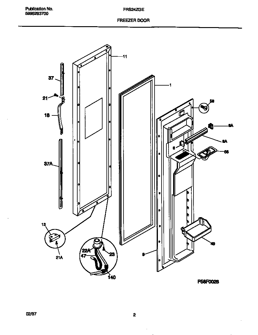 Frigidaire FRS24ZGED2 freezer door diagram