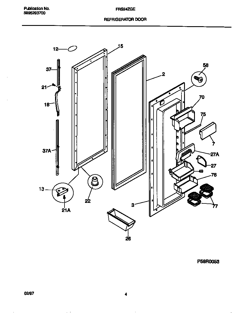 Frigidaire FRS24ZGED2 refrigerator door diagram