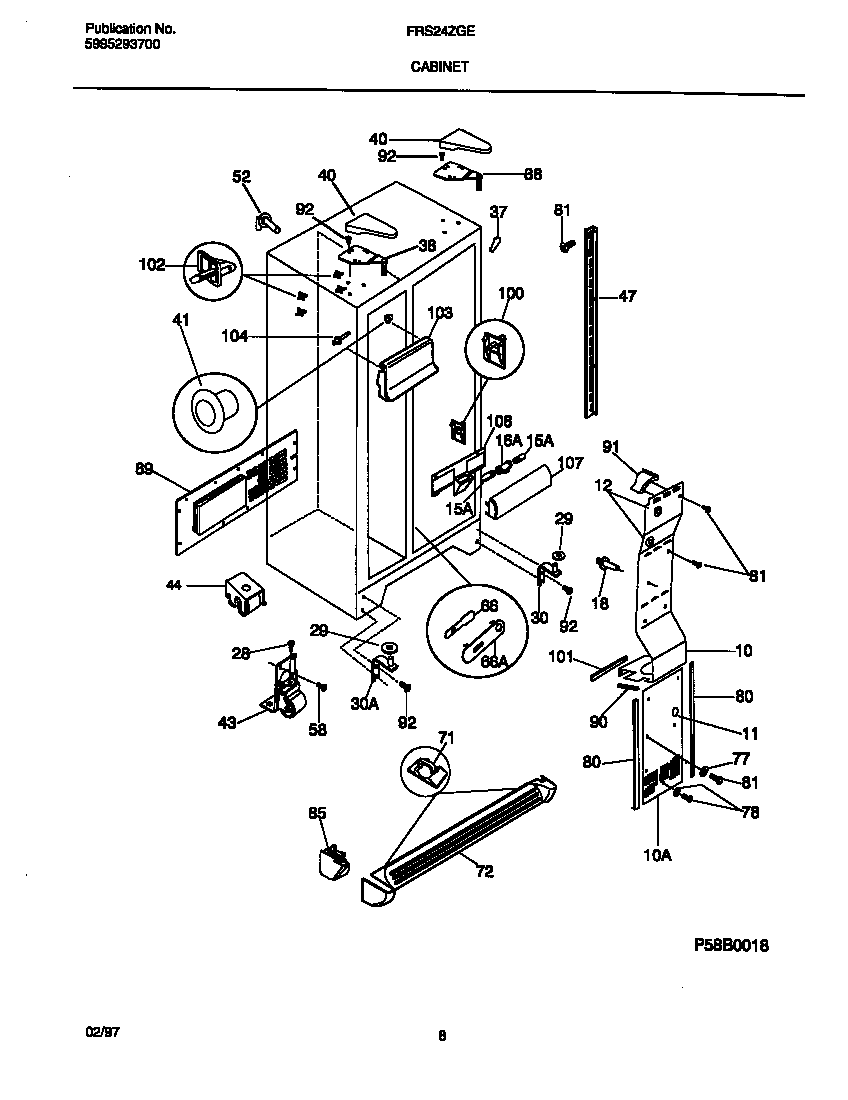 Frigidaire FRS24ZGED2 cabinet diagram