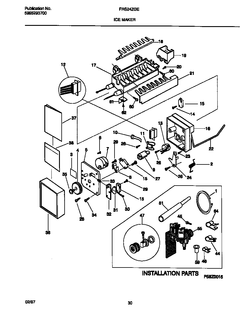 Frigidaire FRS24ZGED2 ice maker diagram