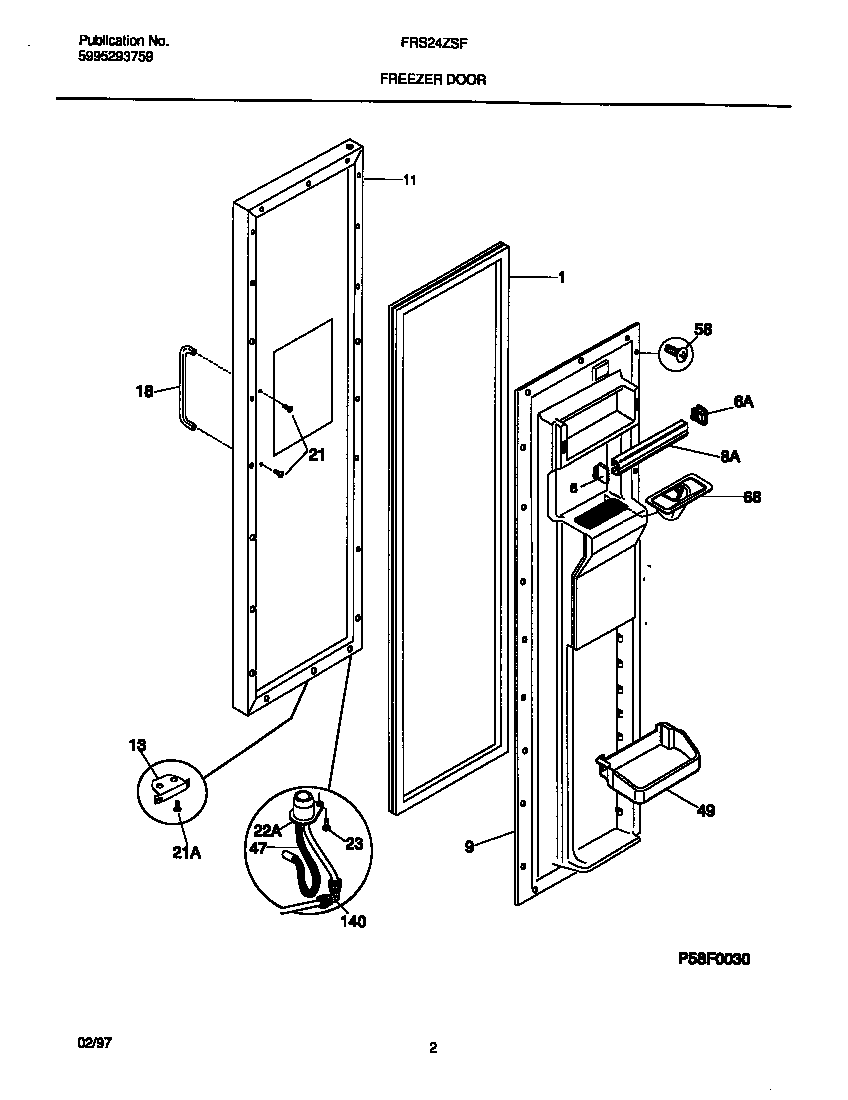 Frigidaire FRS24ZSFB0 freezer door diagram