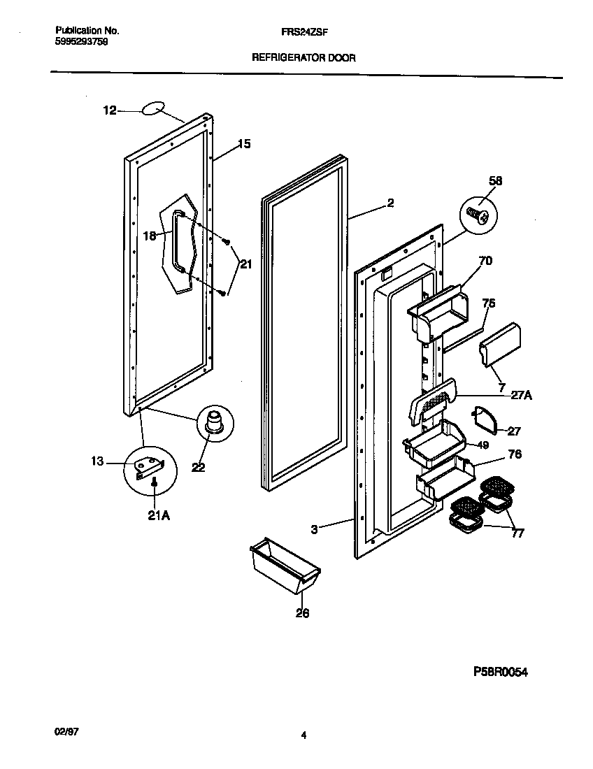 Frigidaire FRS24ZSFB0 refrigerator door diagram