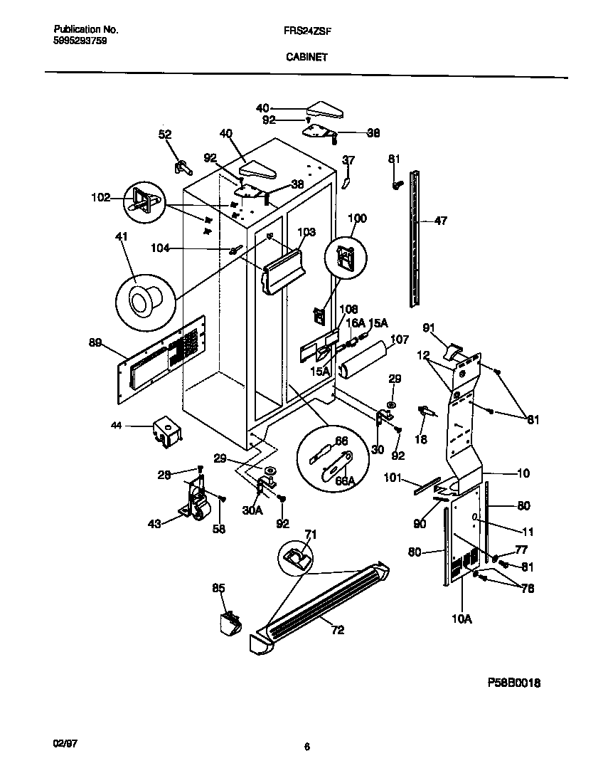 Frigidaire FRS24ZSFB0 cabinet diagram