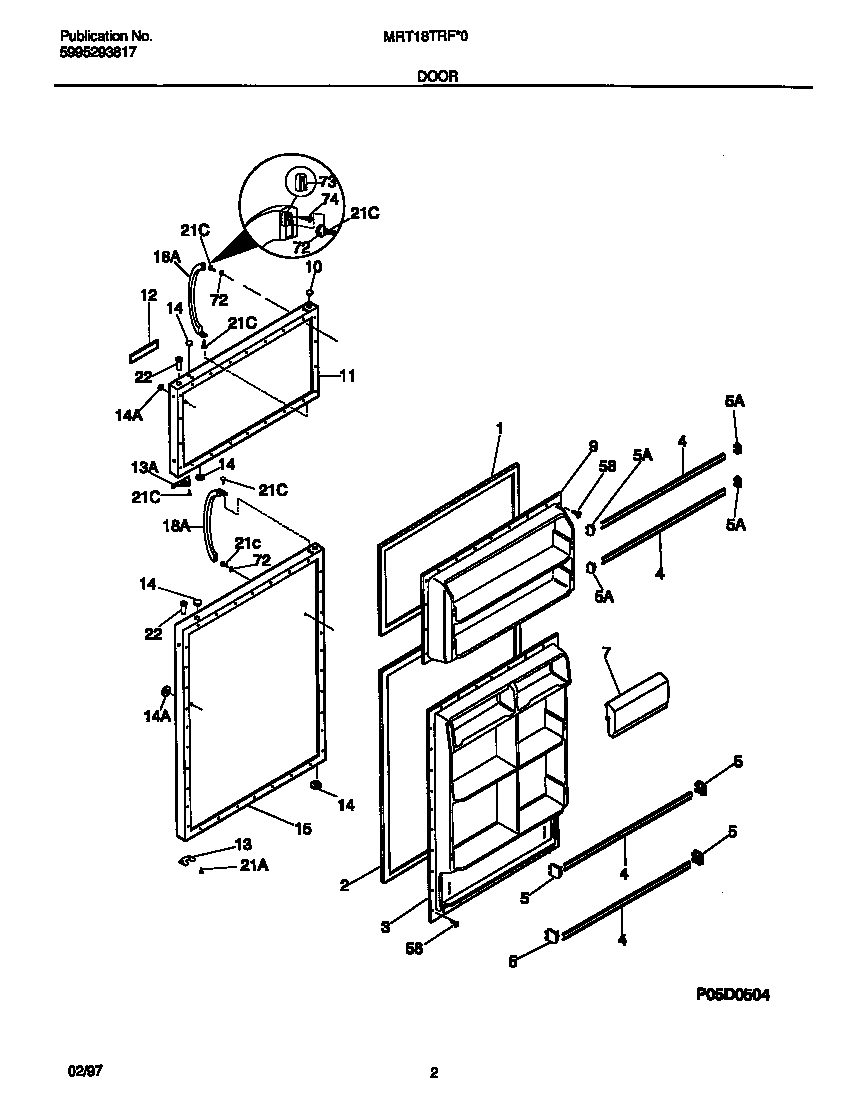 Universal/Multiflex (Frigidaire) MRT18TRFW0 door diagram