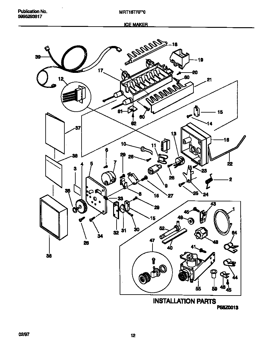 Universal/Multiflex (Frigidaire) MRT18TRFW0 ice maker diagram