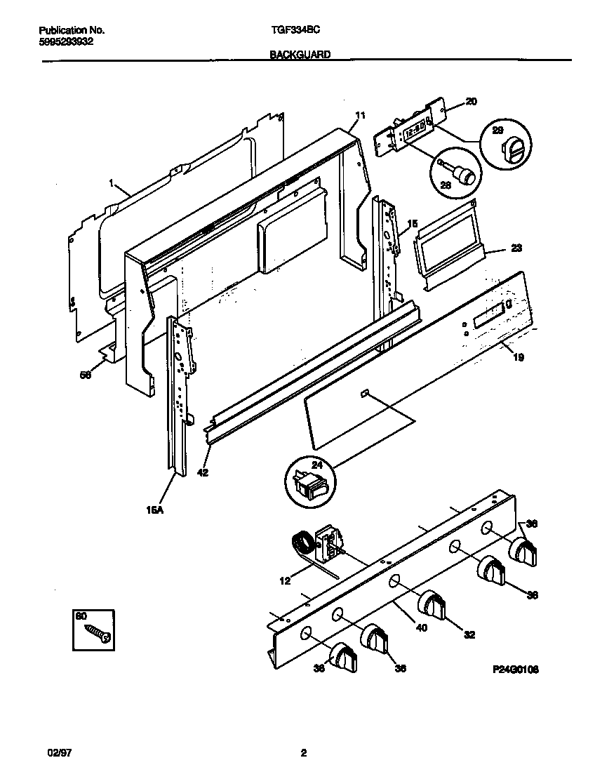 Tappan TGF334BCDF backguard diagram