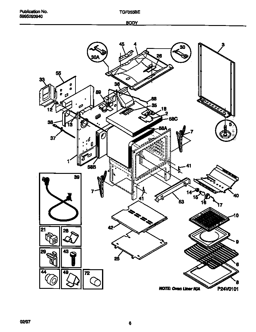 Tappan TGF355BEDC body diagram