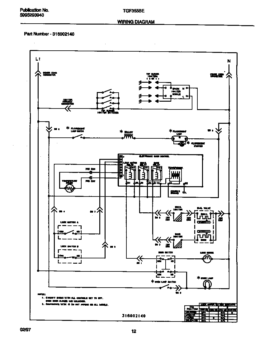 Tappan TGF355BEDC wiring diagram diagram