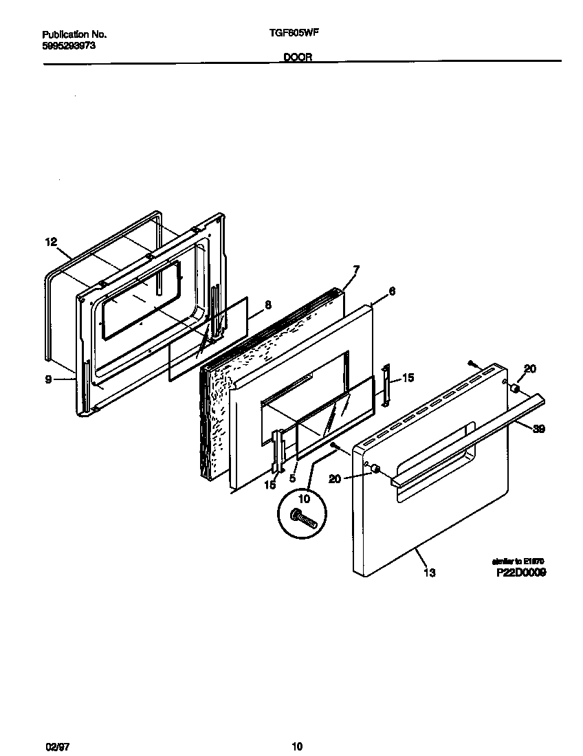 Tappan TGF605WFW1 door diagram