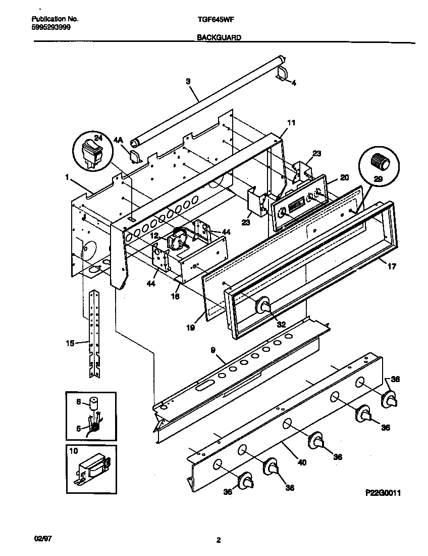 Tappan TGF645WFW1 backguard diagram