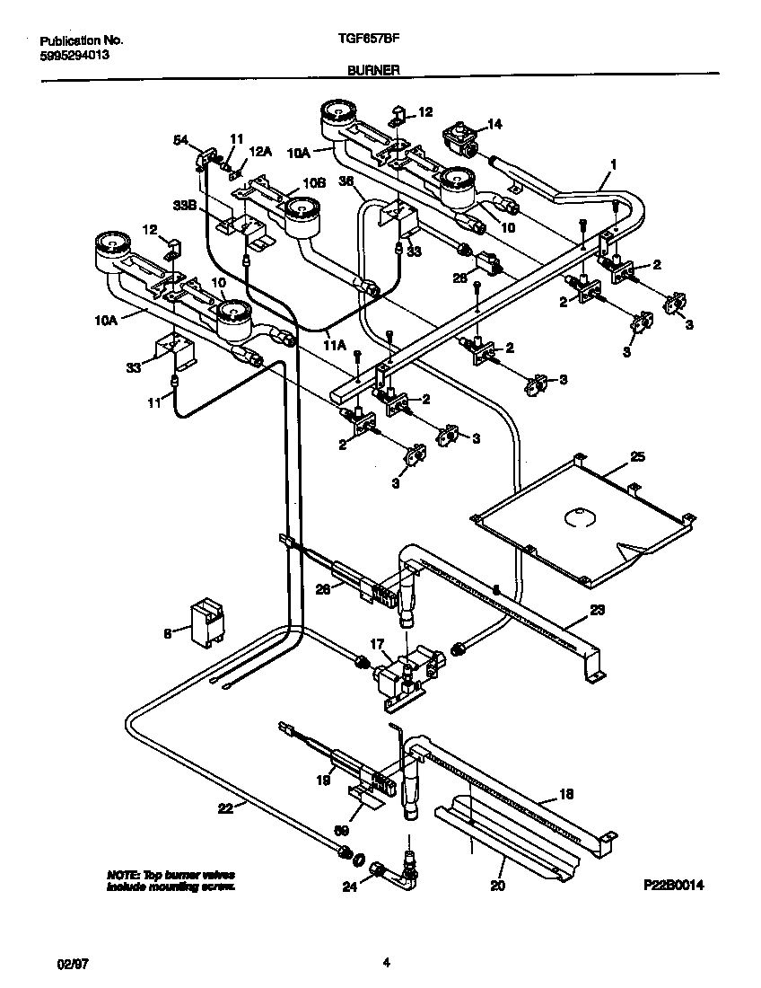 Tappan TGF657BFB1 burner diagram