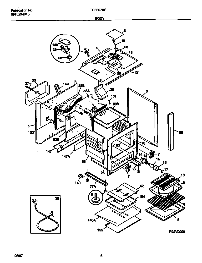 Tappan TGF657BFB1 body diagram