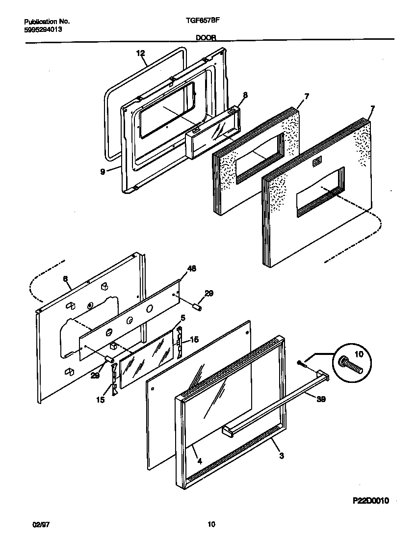 Tappan TGF657BFB1 door diagram