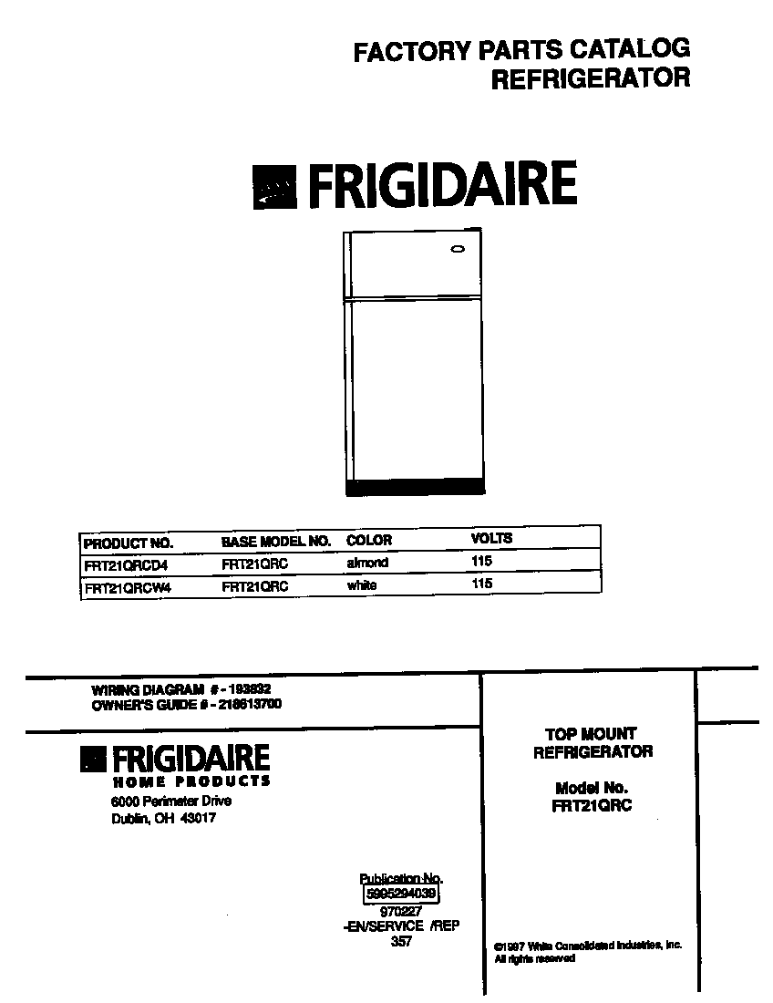 Frigidaire FRT21QRCD4 cover diagram