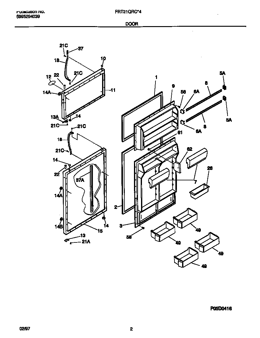 Frigidaire FRT21QRCD4 door diagram