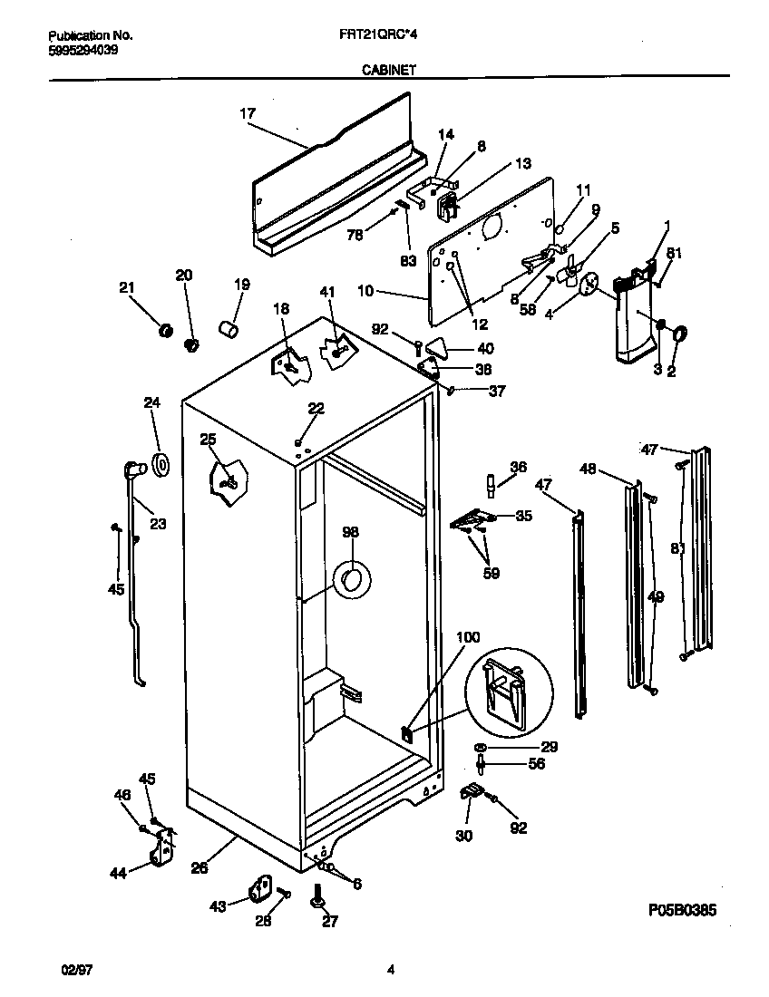 Frigidaire FRT21QRCD4 cabinet diagram
