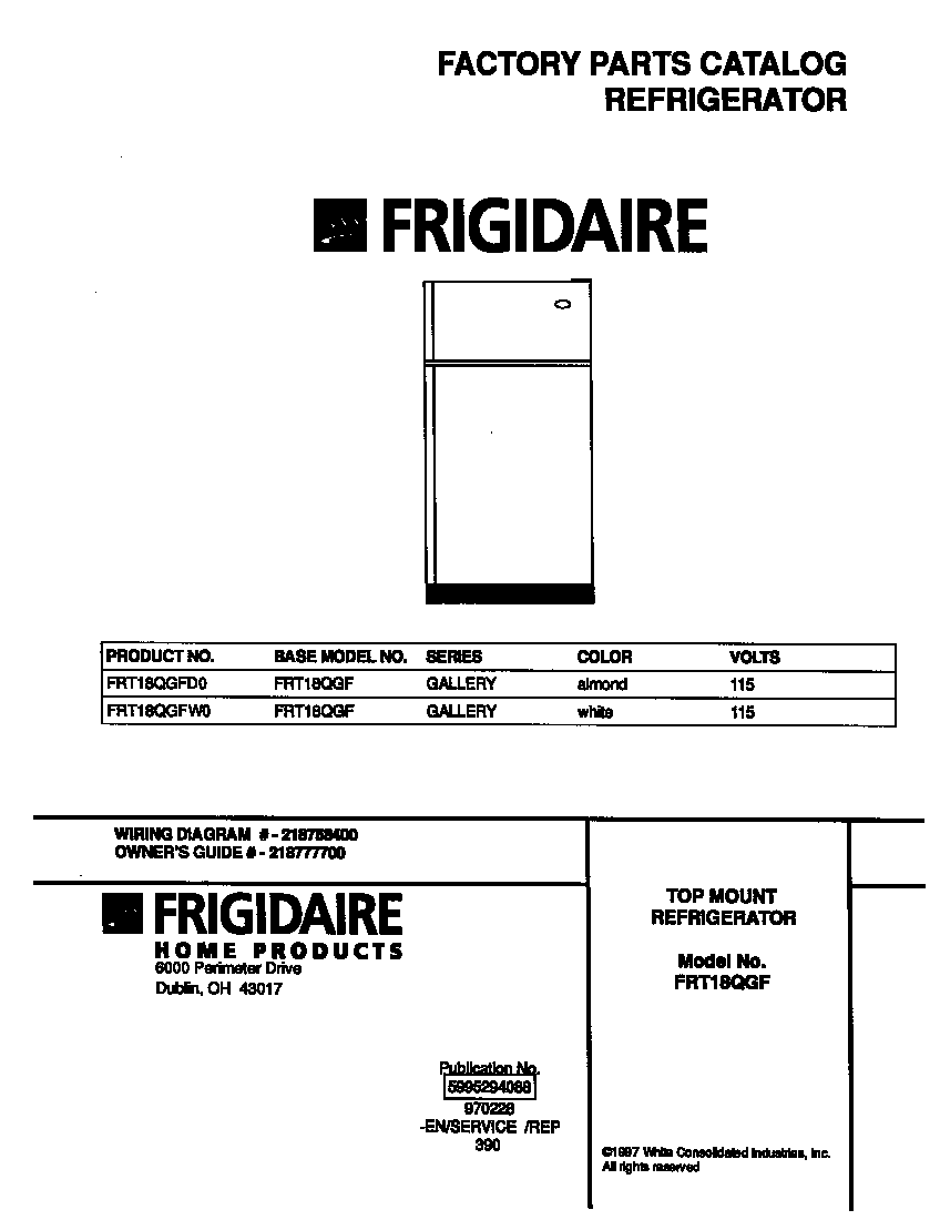 Frigidaire FRT18QGFD0 cover diagram