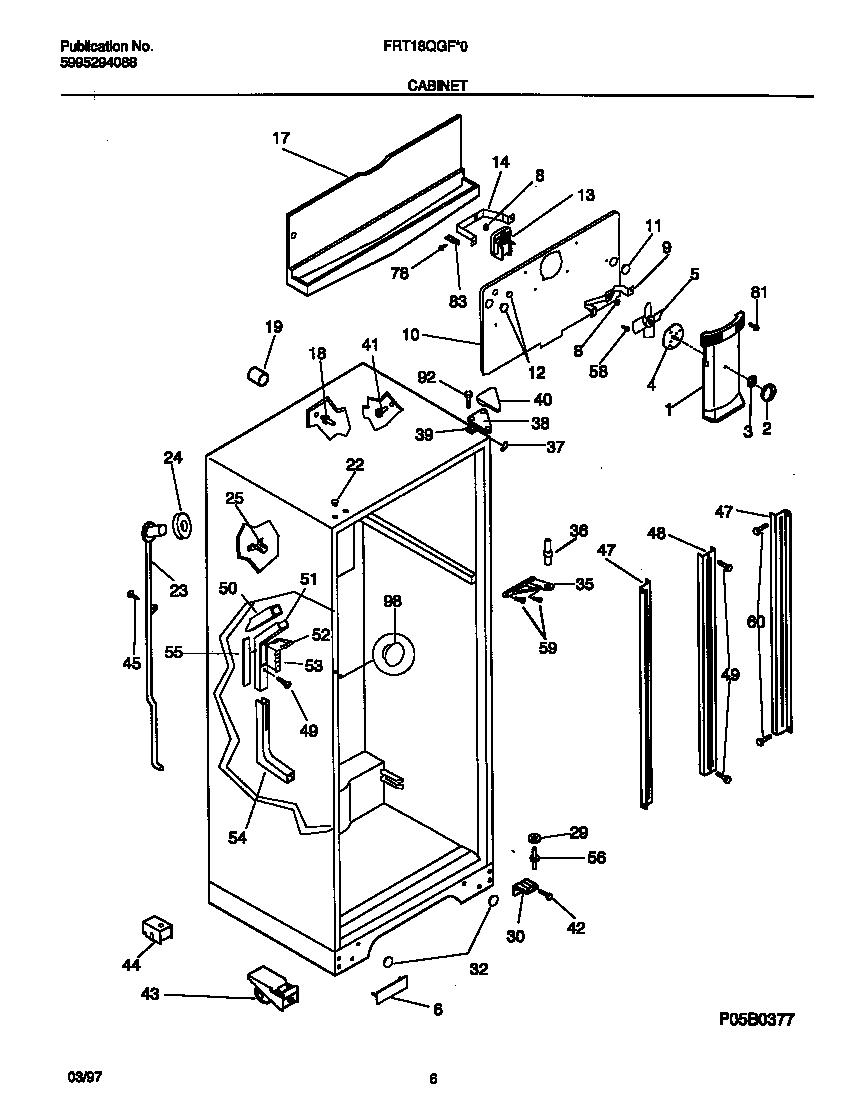 Frigidaire FRT18QGFD0 cabinet diagram