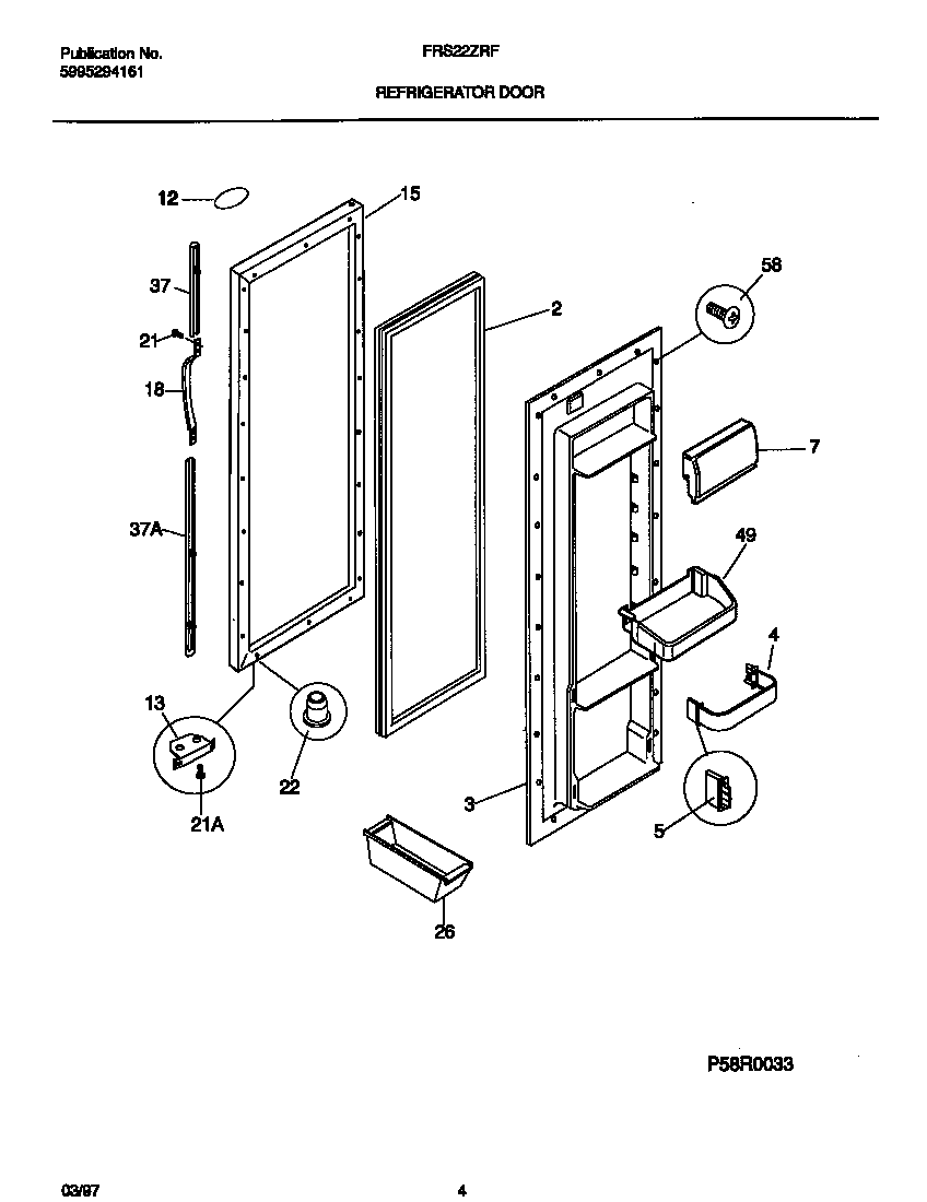 Frigidaire FRS22ZRFD1 refrigerator door diagram