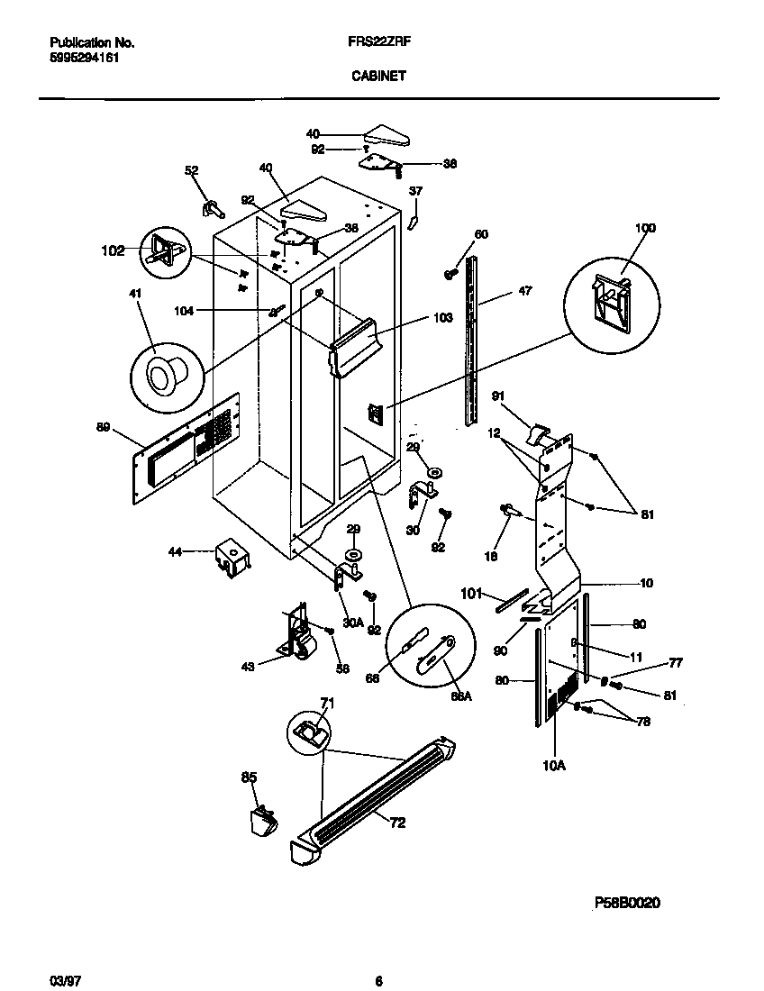 Frigidaire FRS22ZRFD1 cabinet diagram