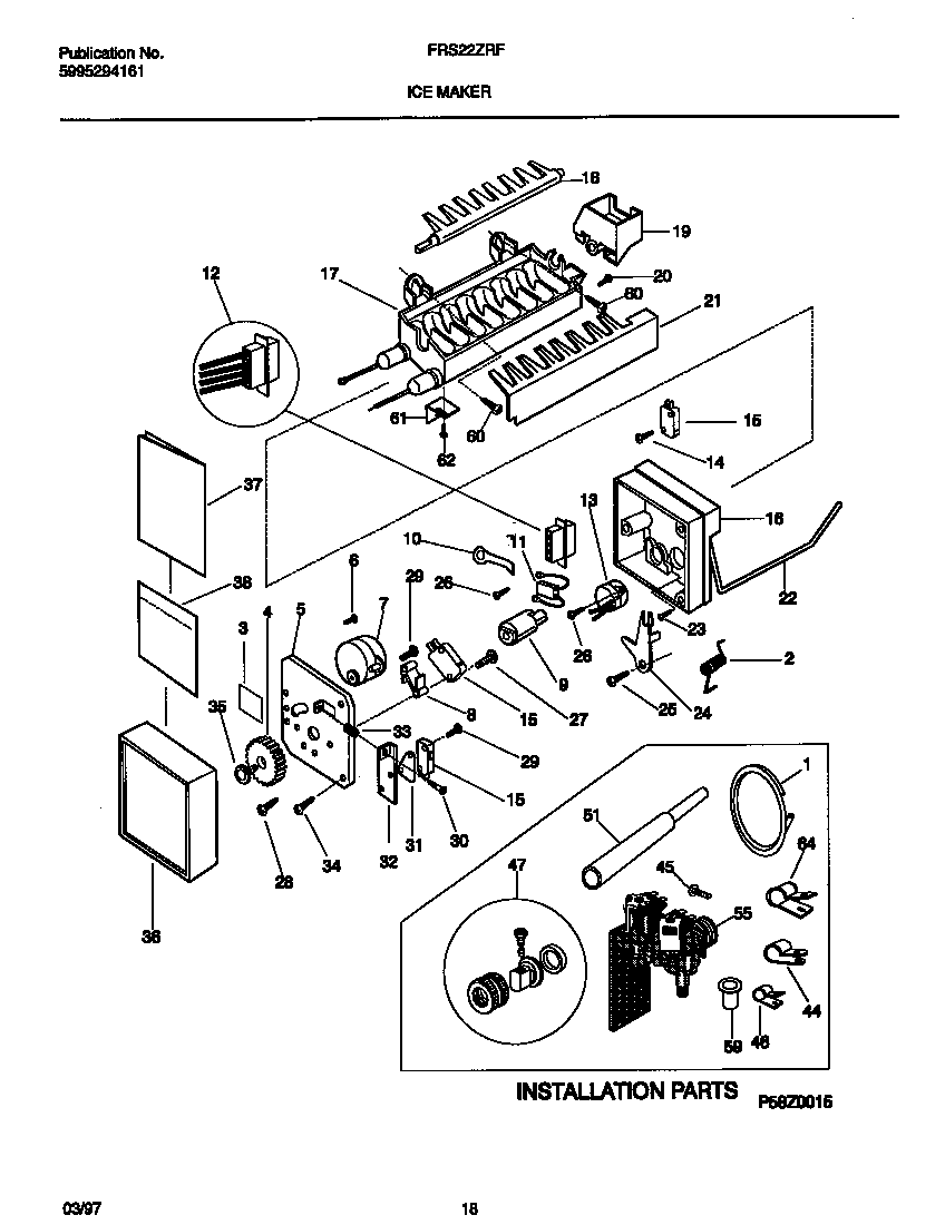 Frigidaire FRS22ZRFD1 ice maker diagram