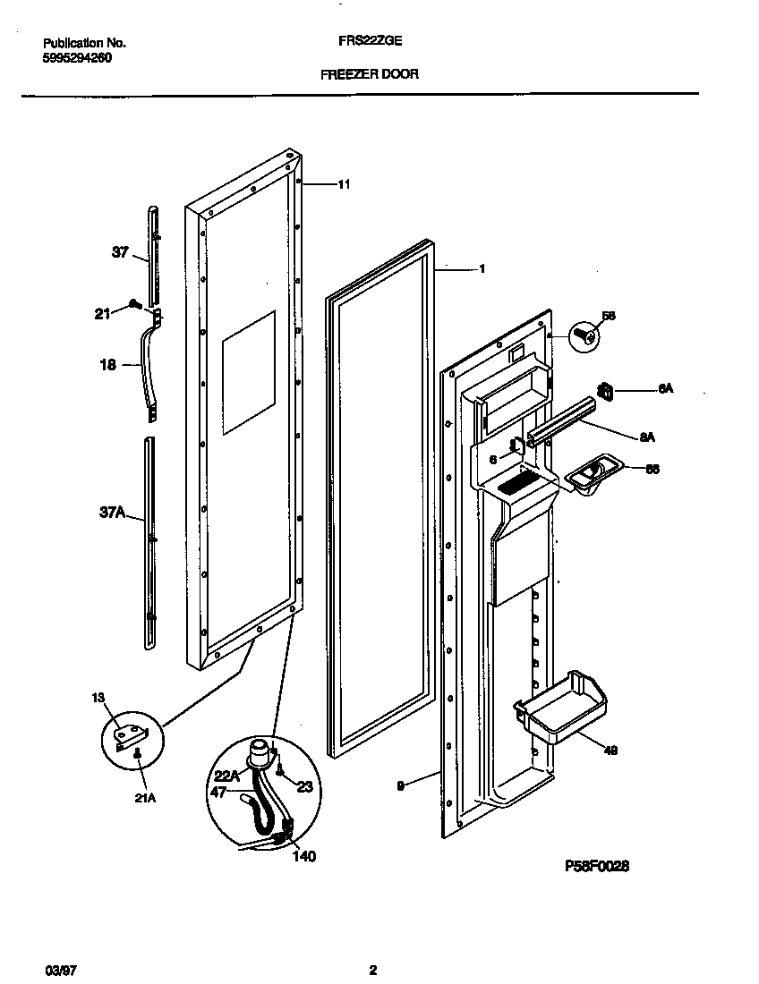 Frigidaire FRS22ZGEW2 freezer door diagram
